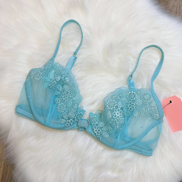 La Perla Blue Lace Bra - Size 36D - Picture 1 of 5